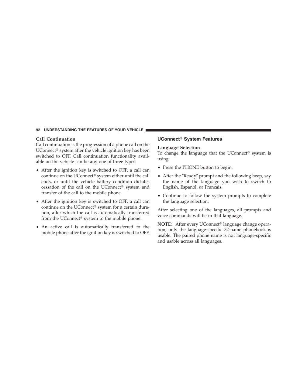 Uconnect system features, Uconnect௡ system features | Jeep 2009 Compass - Owner Manual User Manual | Page 94 / 439