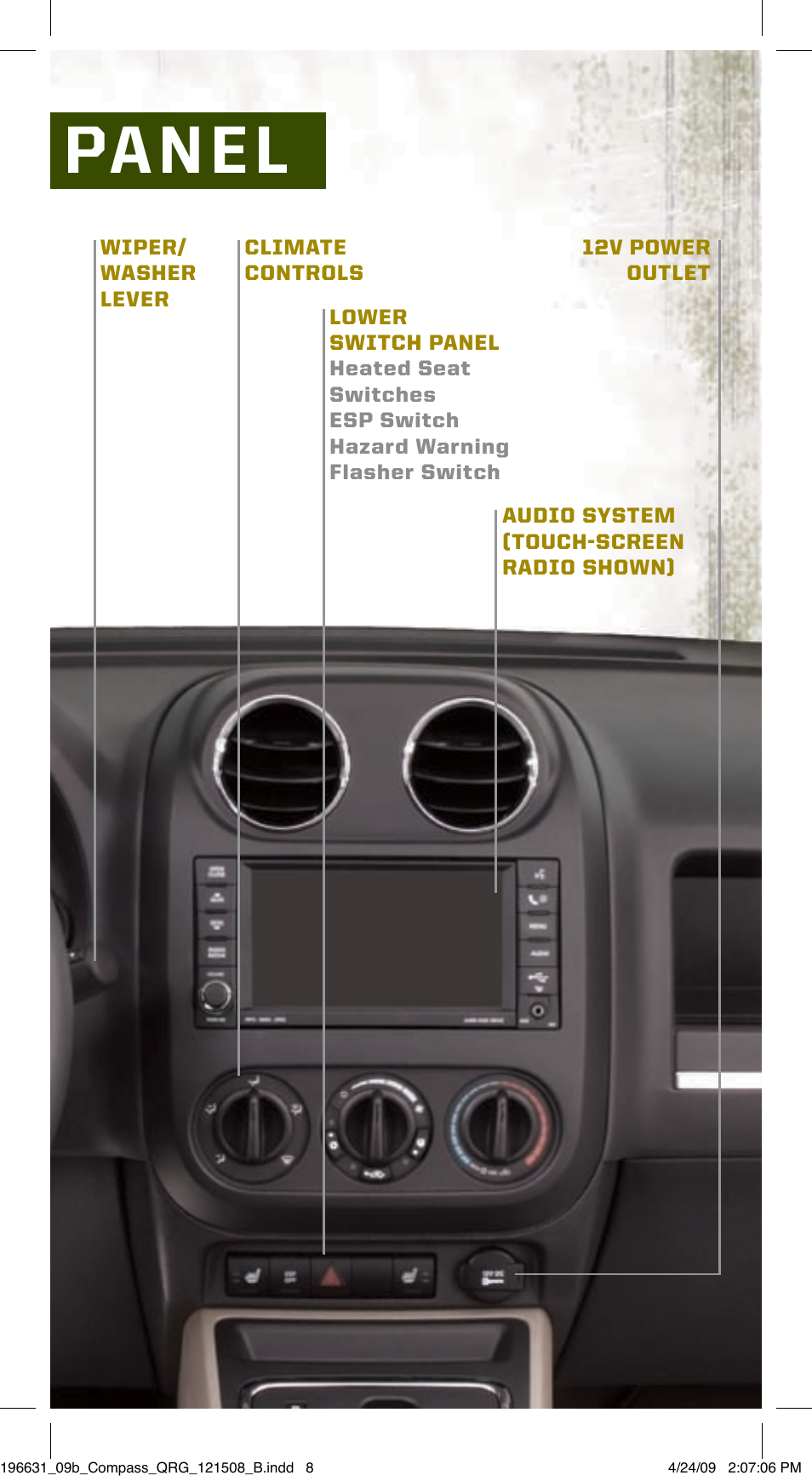 Instrument panel | Jeep 2009 Compass - Quick Reference Guide User Manual | Page 7 / 12