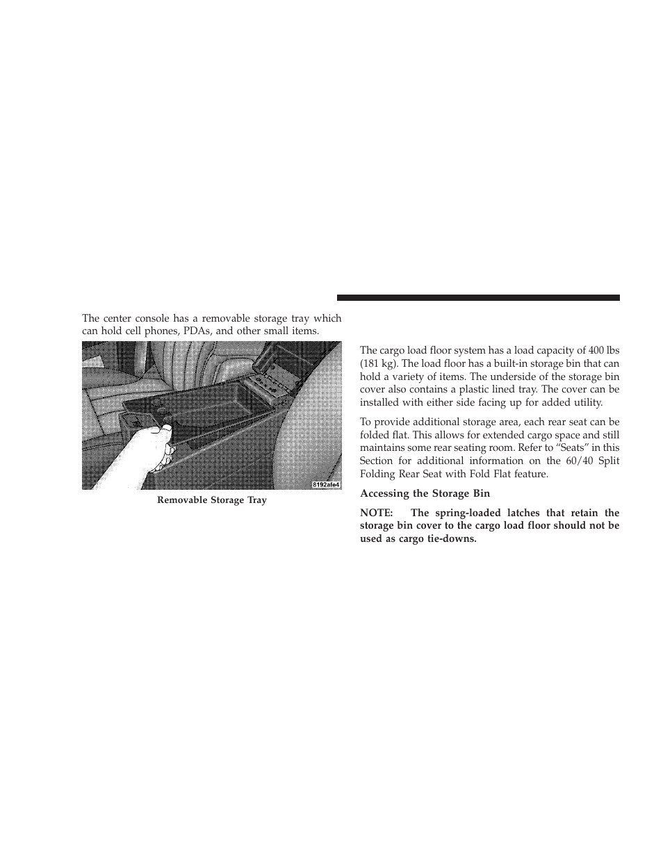 Cargo area features, Cargo load floor | Jeep 2009 Liberty - Owner Manual User Manual | Page 188 / 506