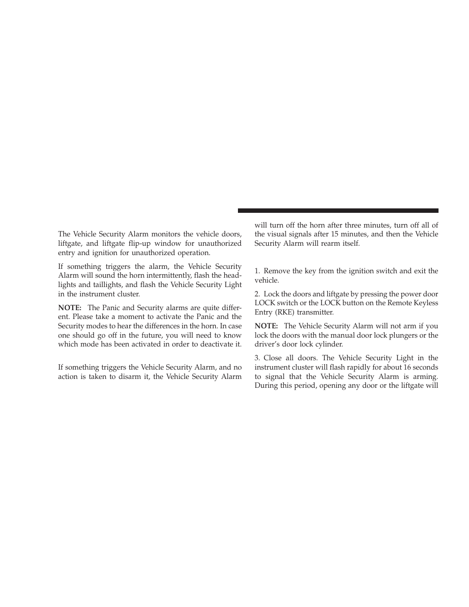 Vehicle security alarm - if equipped, Rearming of the system, To arm the system | Vehicle security alarm — if equipped | Jeep 2009 Liberty - Owner Manual User Manual | Page 20 / 506