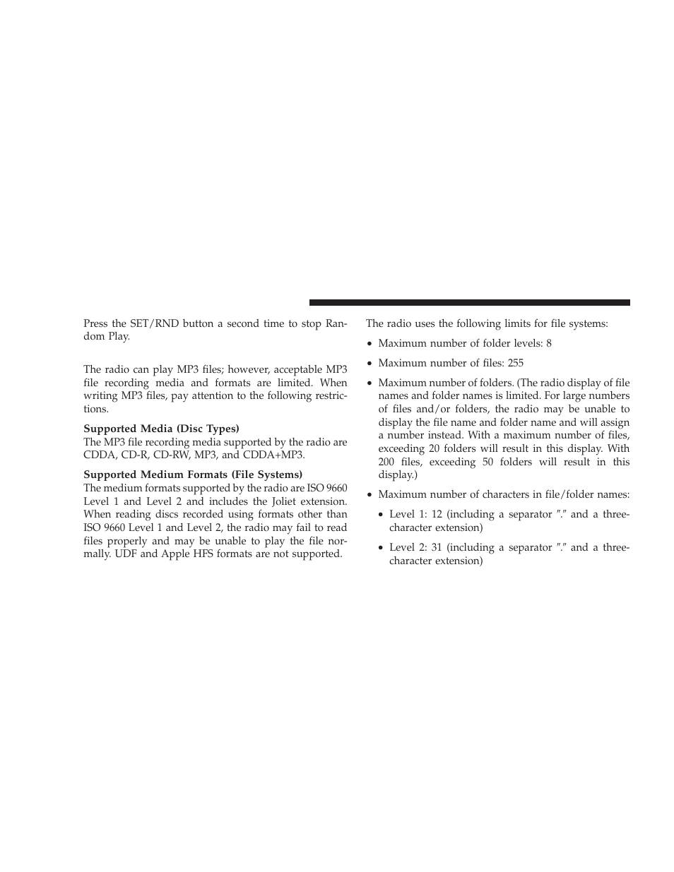 Notes on playing mp3 files | Jeep 2009 Liberty - Owner Manual User Manual | Page 264 / 506