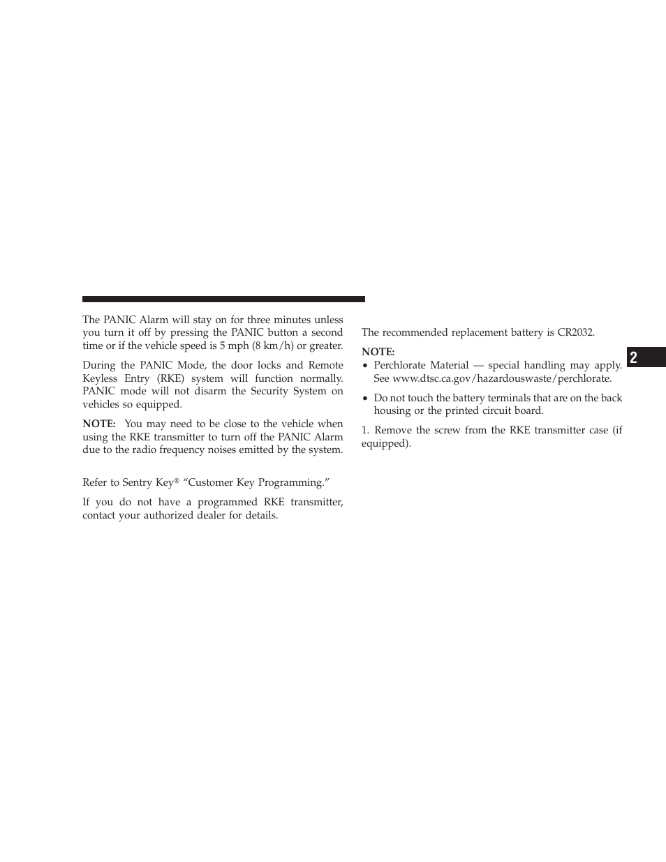 Programming additional transmitters, Battery replacement | Jeep 2009 Liberty - Owner Manual User Manual | Page 27 / 506