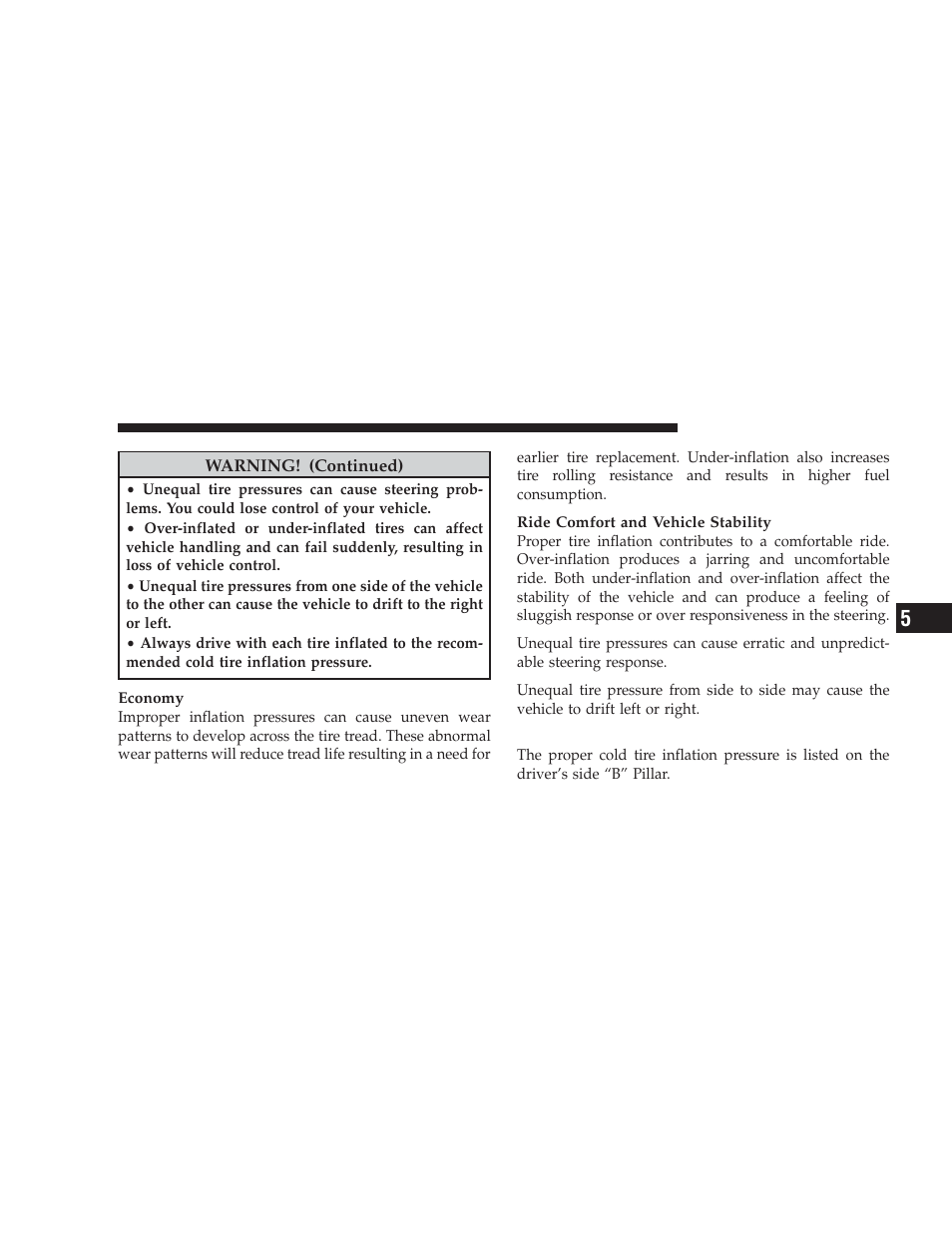 Tire inflation pressures | Jeep 2009 Liberty - Owner Manual User Manual | Page 349 / 506