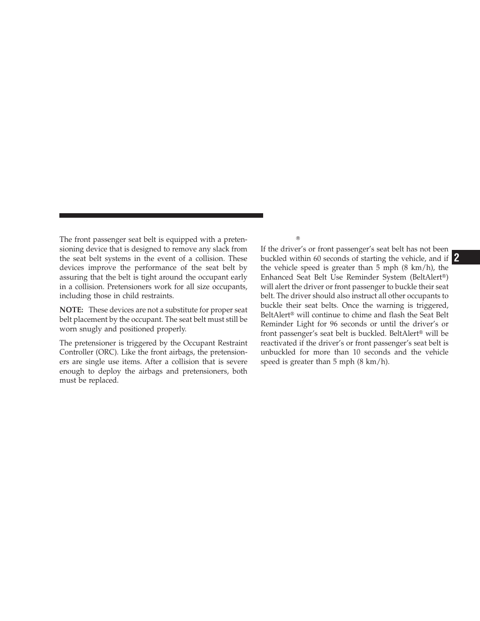 Seat belt pretensioner - if equipped, Enhanced seat belt use reminder system (beltalert), Seat belt pretensioner — if equipped | Enhanced seat belt use reminder system, Beltalert | Jeep 2009 Liberty - Owner Manual User Manual | Page 51 / 506