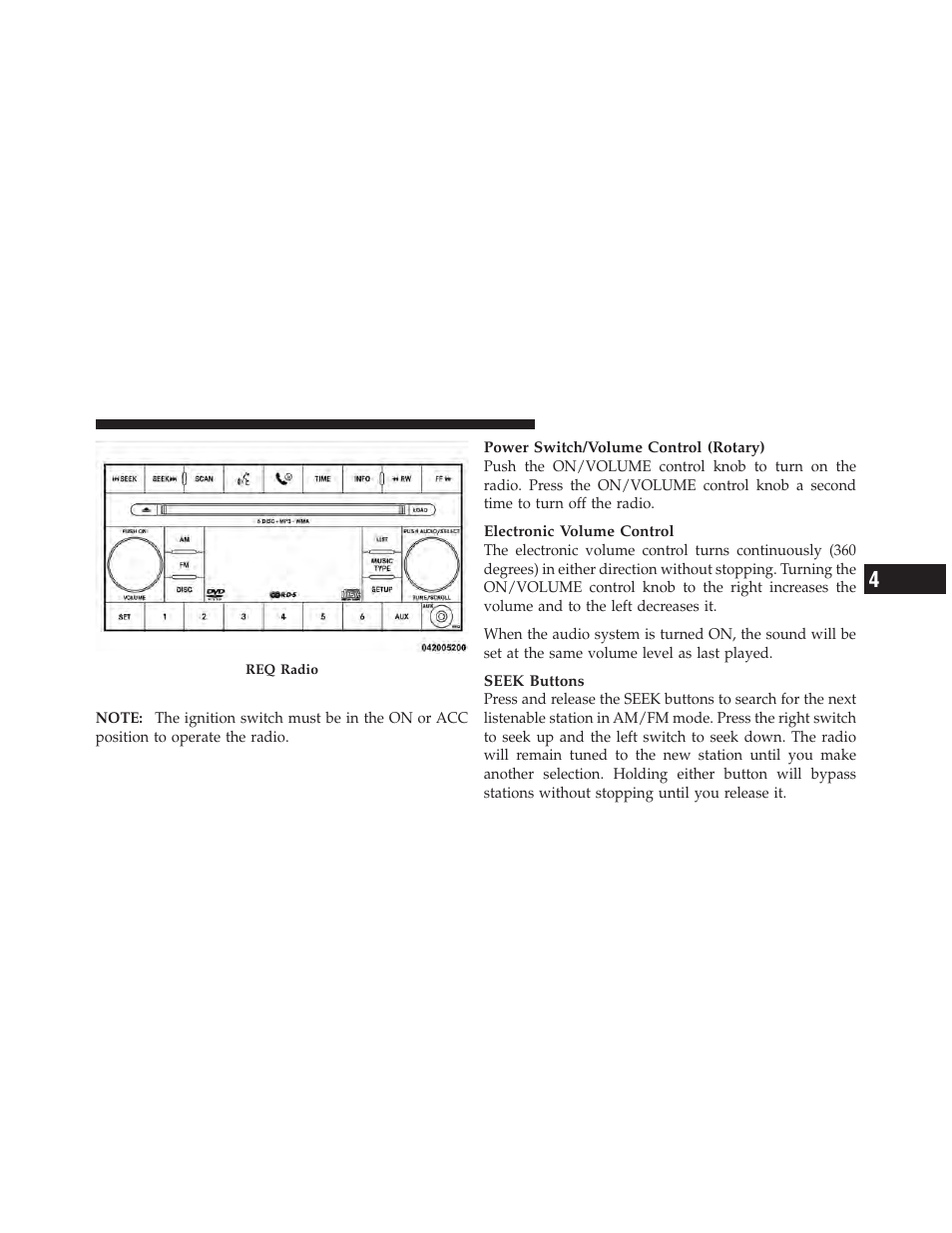 Operating instructions - radio mode | Jeep 2009 Wrangler - Owner Manual User Manual | Page 221 / 502