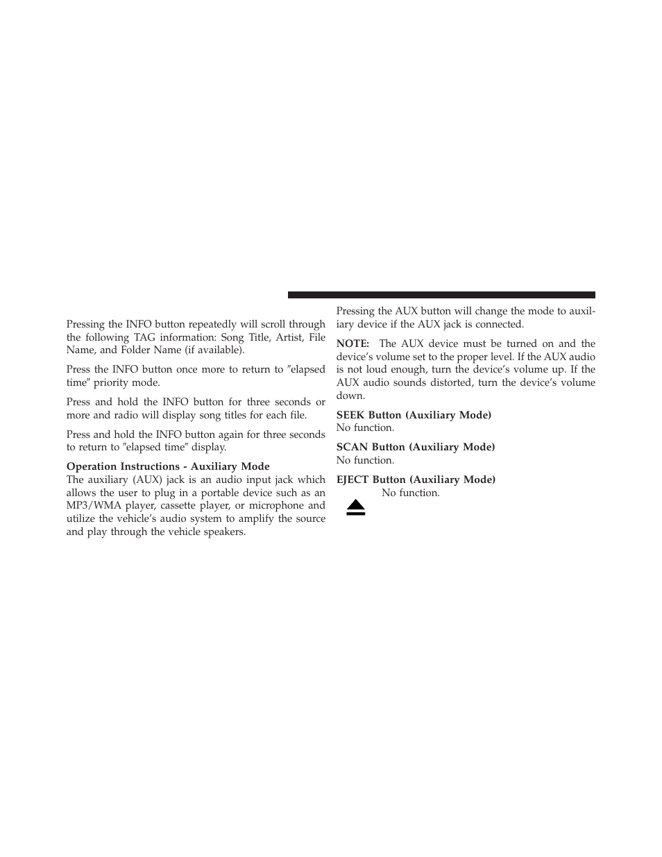 Info button (disc mode for mp3/wma play) | Jeep 2009 Wrangler - Owner Manual User Manual | Page 234 / 502