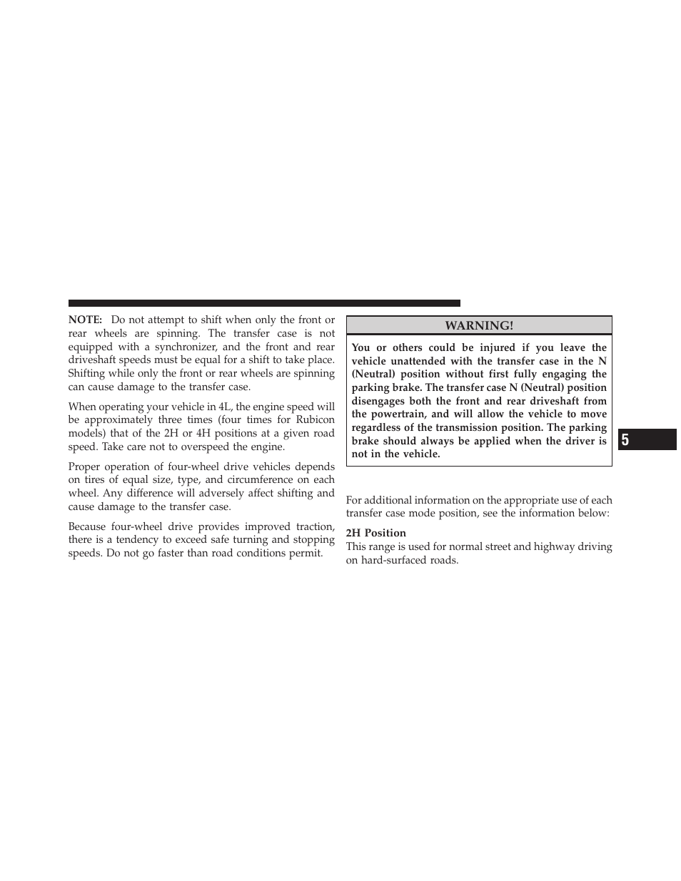 Shift positions | Jeep 2009 Wrangler - Owner Manual User Manual | Page 295 / 502