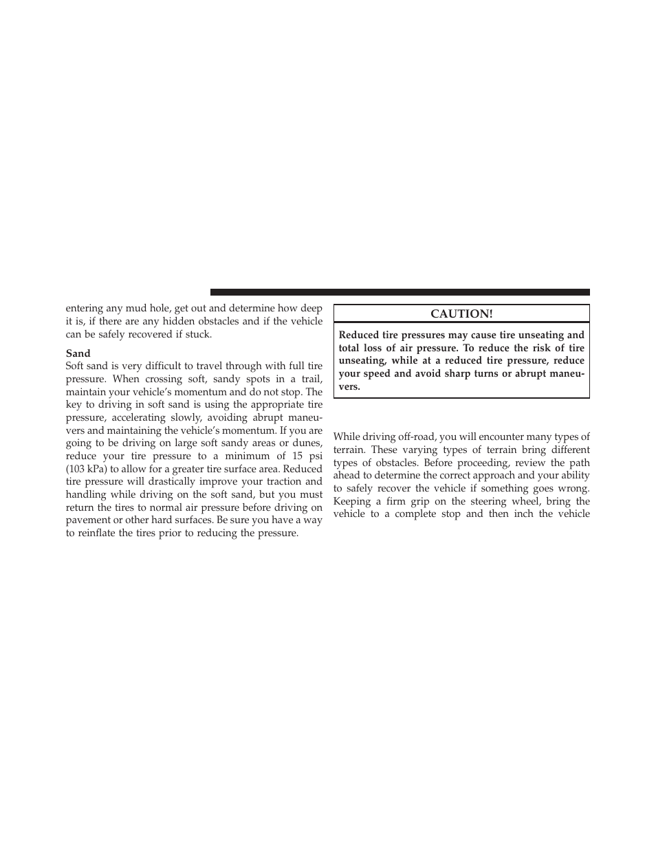 Crossing obstacles (rocks and other high points), Crossing obstacles, Rocks and other high points) | Jeep 2009 Wrangler - Owner Manual User Manual | Page 306 / 502