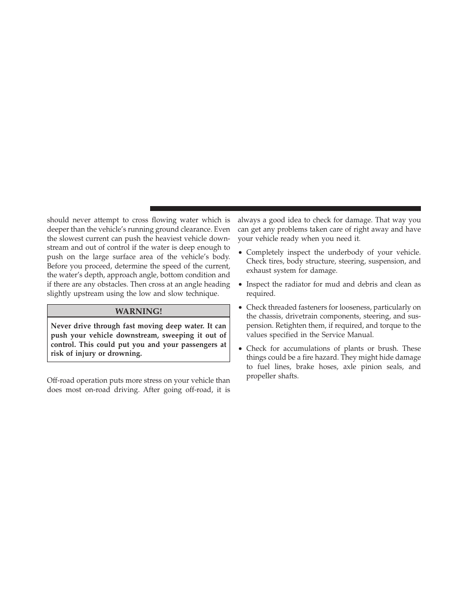 After driving off-road | Jeep 2009 Wrangler - Owner Manual User Manual | Page 314 / 502
