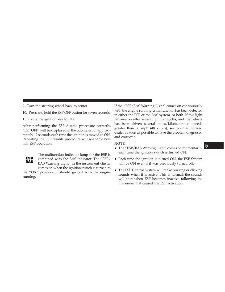 Esp/bas warning light | Jeep 2009 Wrangler - Owner Manual User Manual | Page 333 / 502