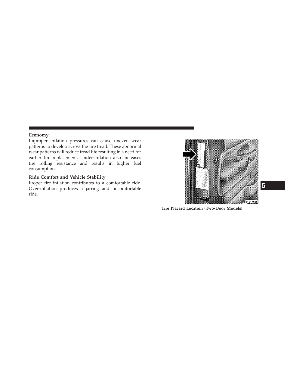 Tire inflation pressures | Jeep 2009 Wrangler - Owner Manual User Manual | Page 345 / 502