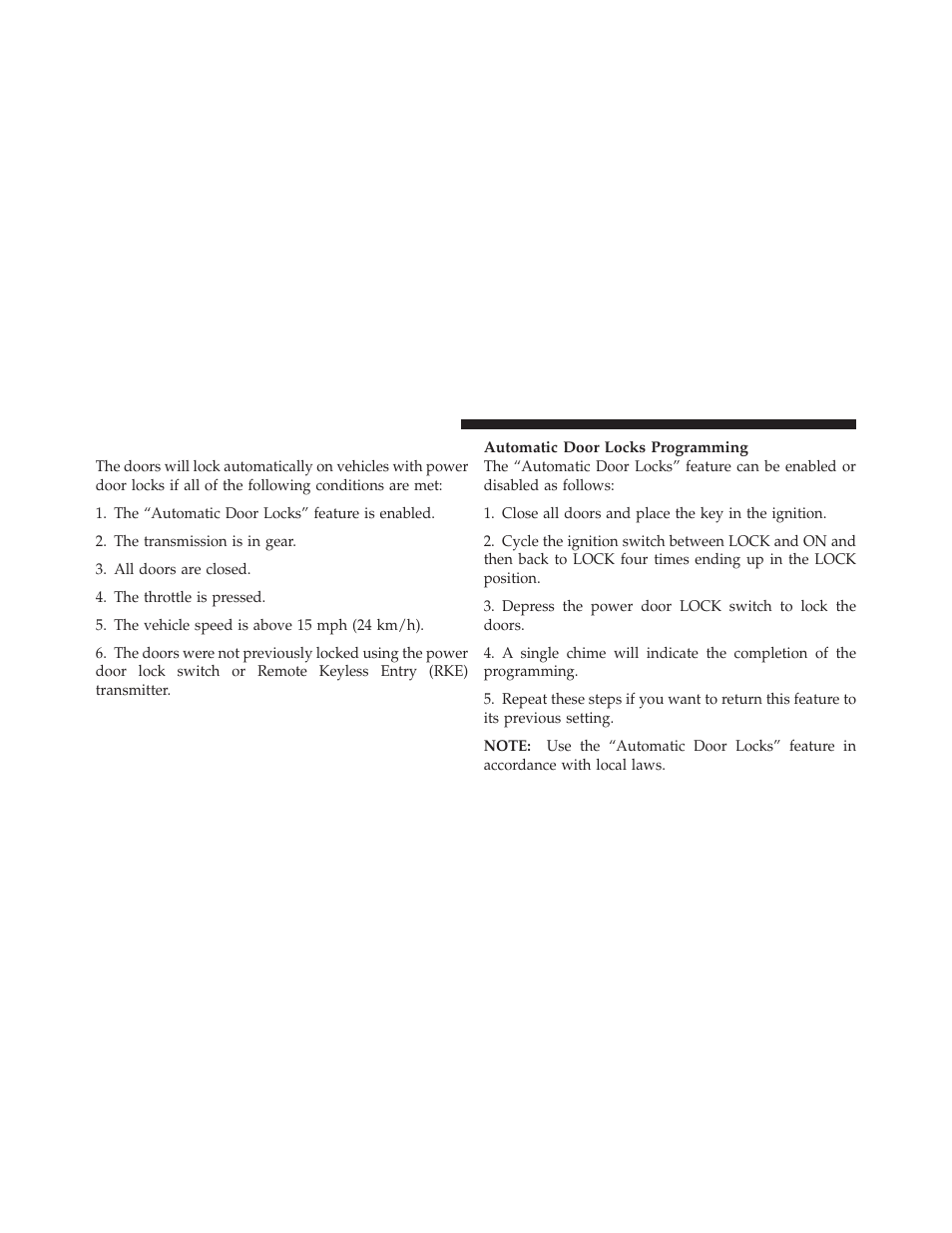 Automatic door locks | Jeep 2009 Wrangler - Owner Manual User Manual | Page 36 / 502