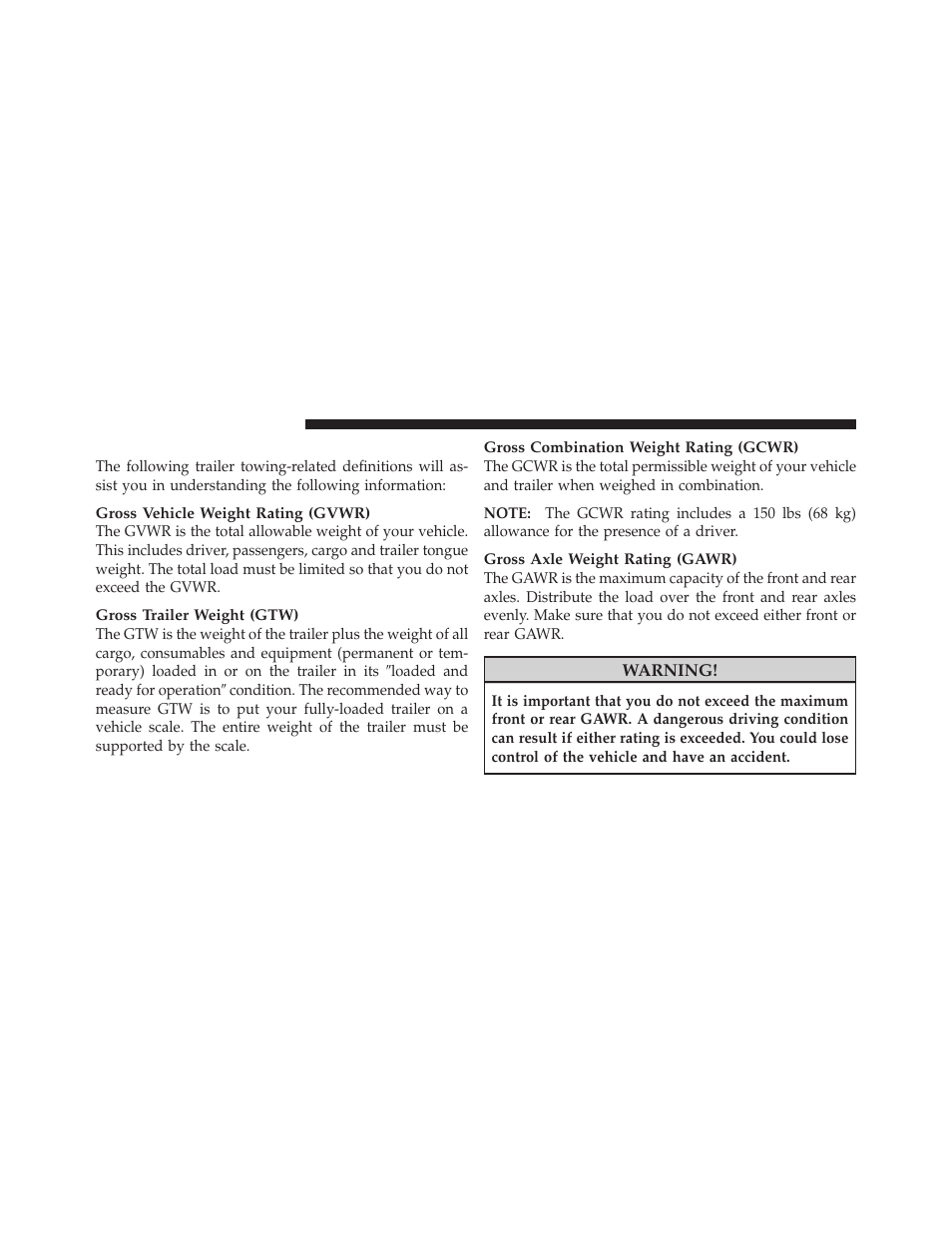 Common towing definitions | Jeep 2009 Wrangler - Owner Manual User Manual | Page 368 / 502