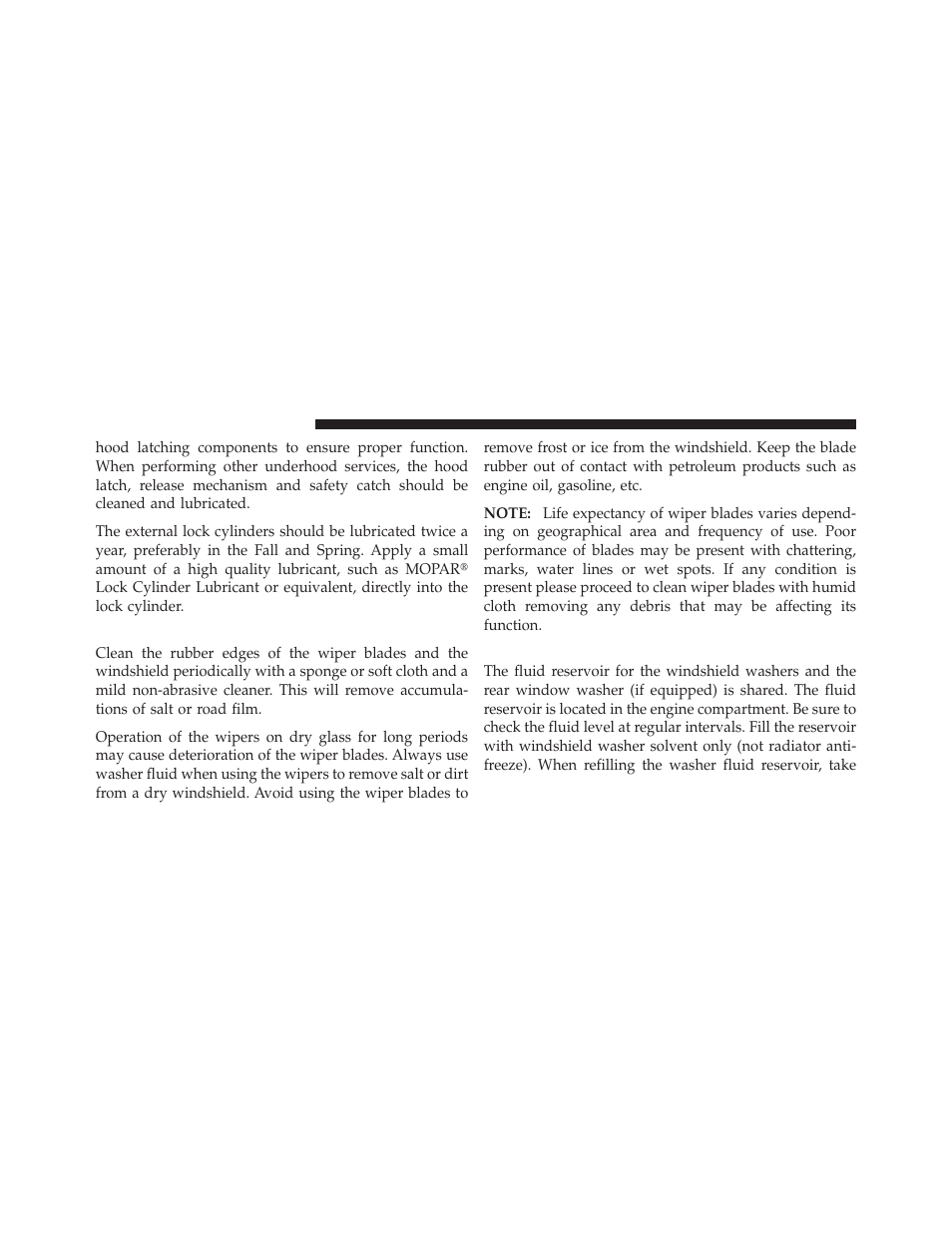 Windshield wiper blades, Adding washer fluid | Jeep 2009 Wrangler - Owner Manual User Manual | Page 414 / 502