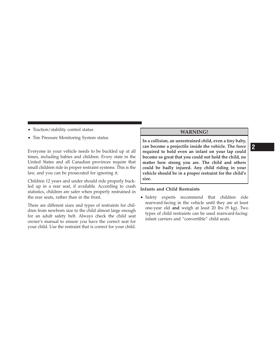 Child restraint | Jeep 2009 Wrangler - Owner Manual User Manual | Page 63 / 502