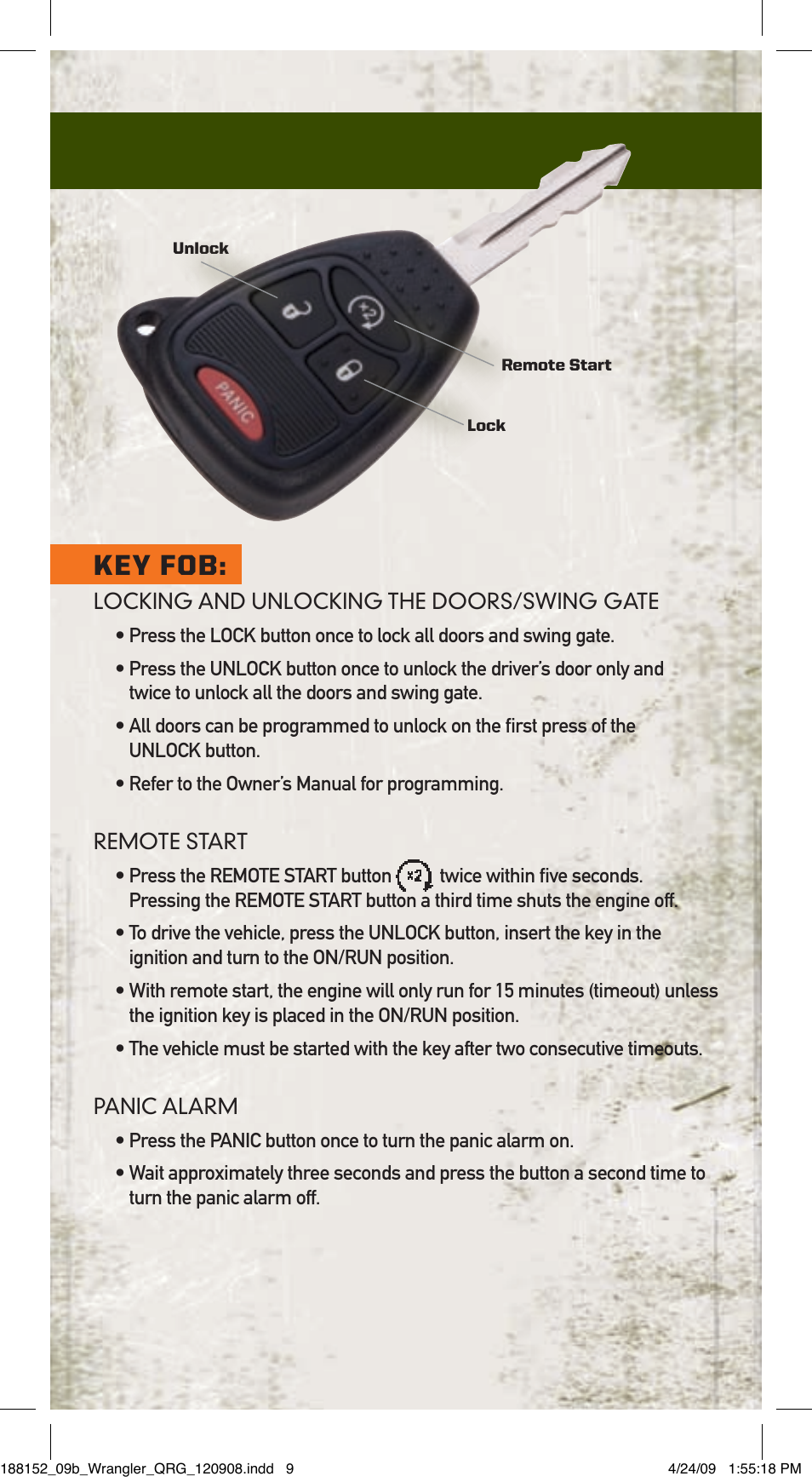 Key fob | Jeep 2009 Wrangler Unlimited - Quick Reference Guide User Manual | Page 8 / 12
