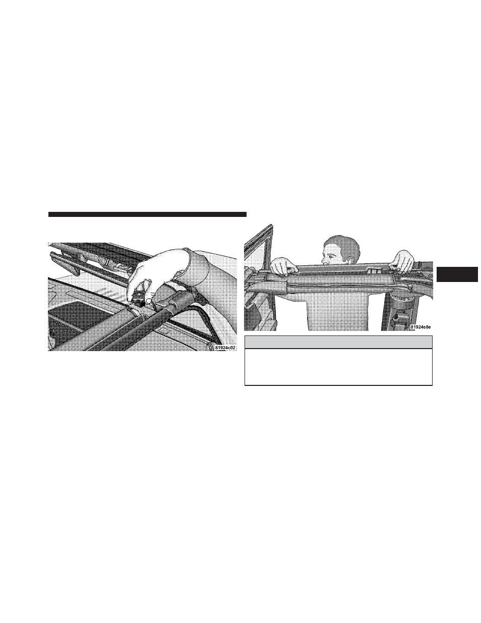 Door frame removal - four-door models, Door frame removal, Four-door models | Jeep 2009 Wrangler Unlimited - Owner Manual User Manual | Page 127 / 496