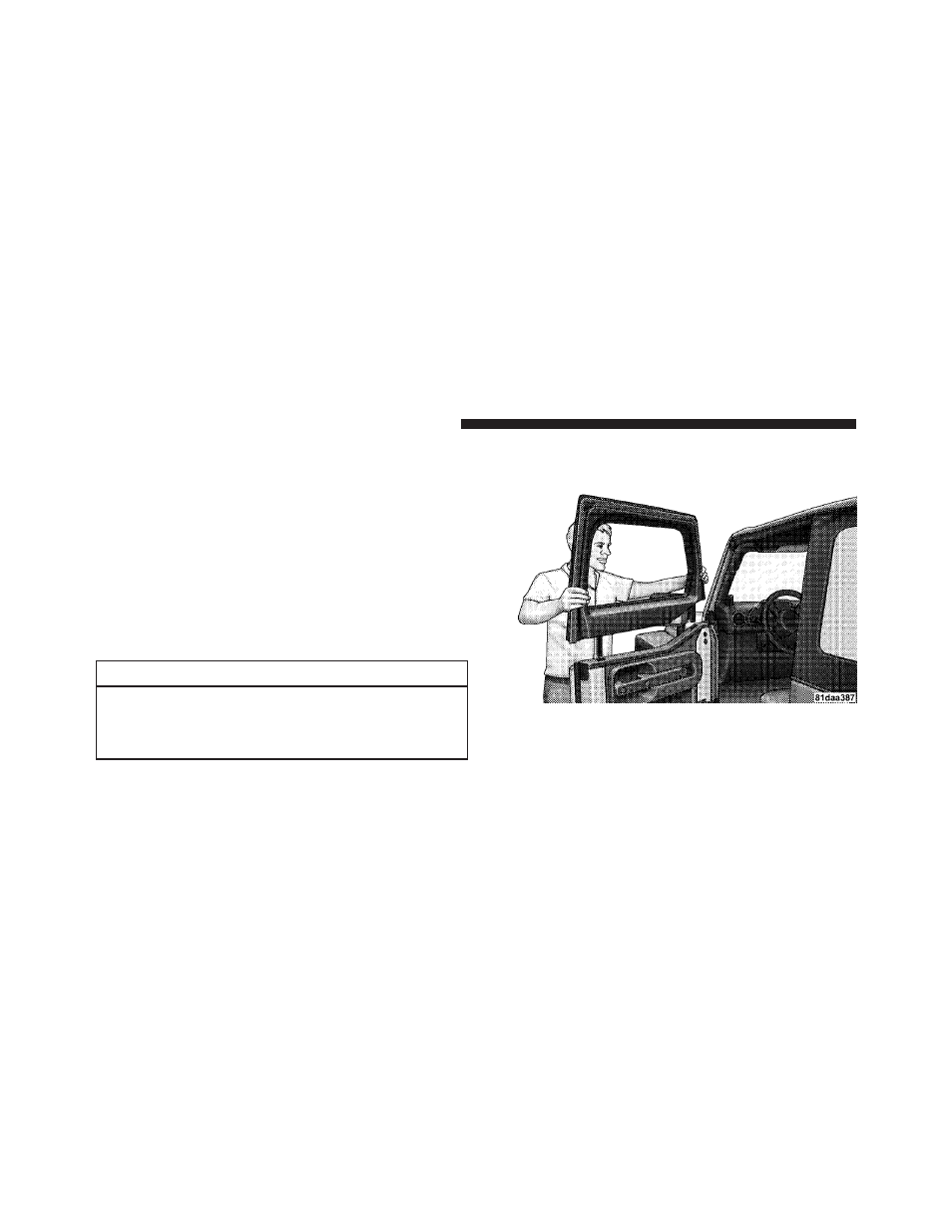 Doors, Upper half door window removal - if equipped, Upper half door window removal | If equipped | Jeep 2009 Wrangler Unlimited - Owner Manual User Manual | Page 28 / 496