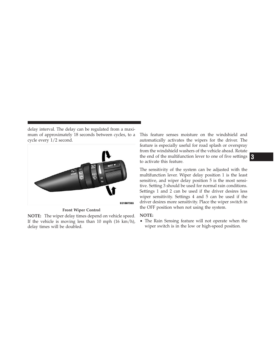 Rain sensing wipers — if equipped | Jeep 2010 Commander - Owner Manual User Manual | Page 115 / 460