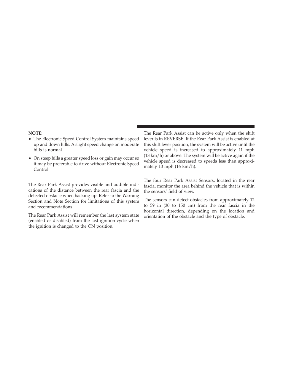 Rear park assist — if equipped, Rear park assist sensors | Jeep 2010 Commander - Owner Manual User Manual | Page 122 / 460