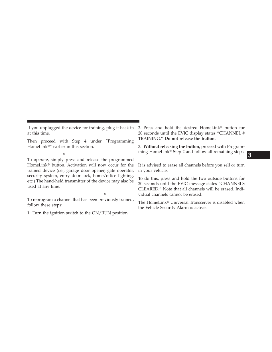 Using homelink, Reprogramming a single homelink button, Security | Reprogramming a single homelink, Button | Jeep 2010 Commander - Owner Manual User Manual | Page 135 / 460
