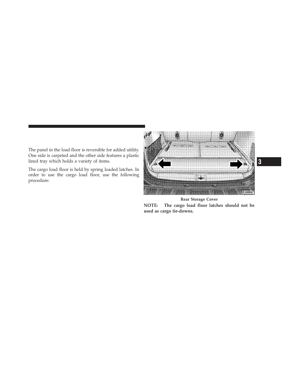 Cargo area features, Cargo load floor | Jeep 2010 Commander - Owner Manual User Manual | Page 147 / 460