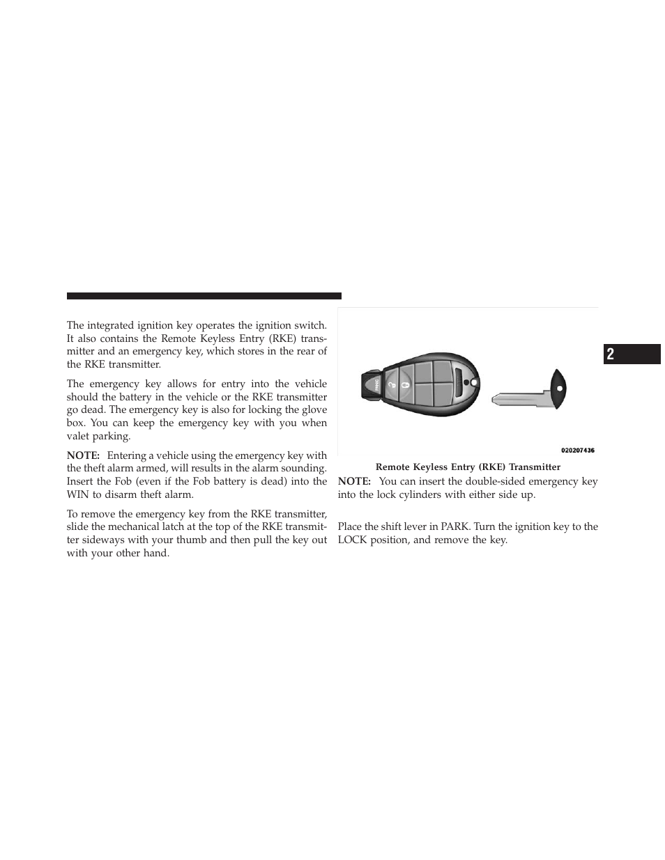 Integrated ignition key, Ignition key removal | Jeep 2010 Commander - Owner Manual User Manual | Page 15 / 460
