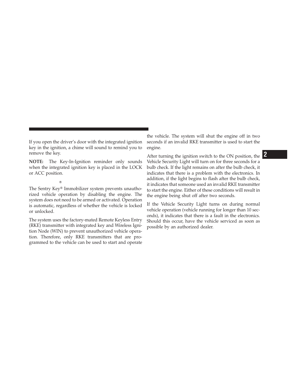 Key-in-ignition reminder, Sentry key | Jeep 2010 Commander - Owner Manual User Manual | Page 17 / 460