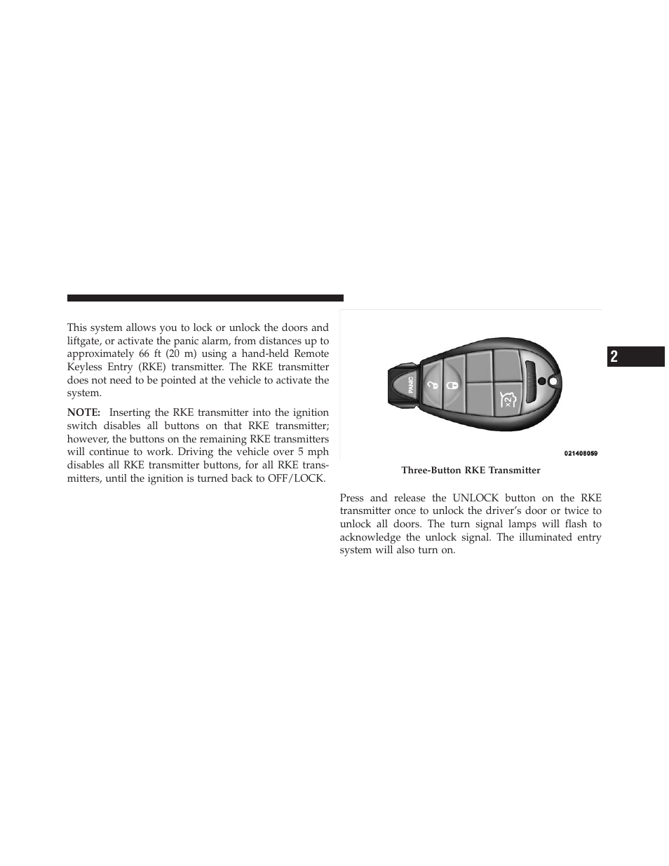 Remote keyless entry (rke), To unlock the doors | Jeep 2010 Commander - Owner Manual User Manual | Page 21 / 460