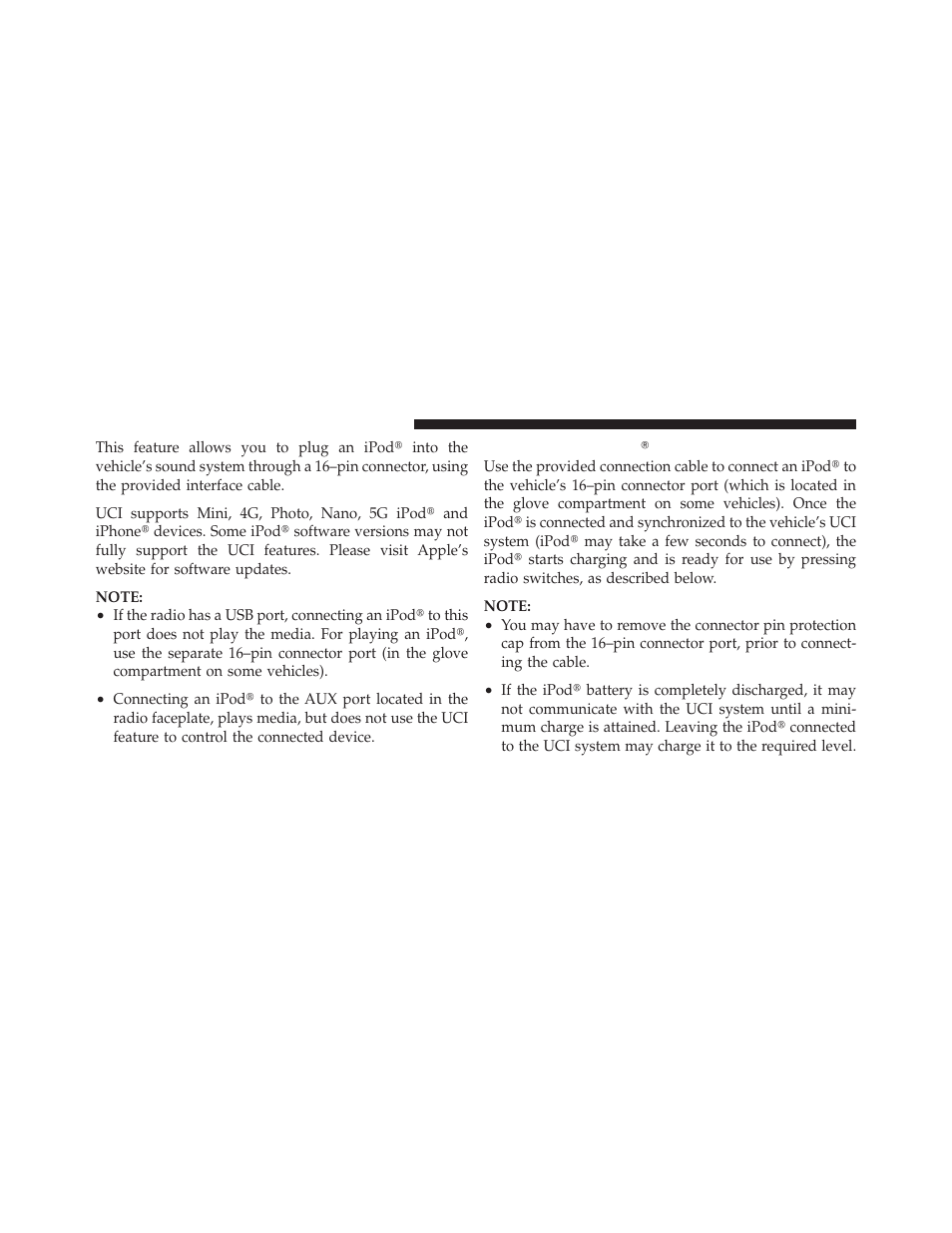 Connecting the ipod | Jeep 2010 Commander - Owner Manual User Manual | Page 210 / 460