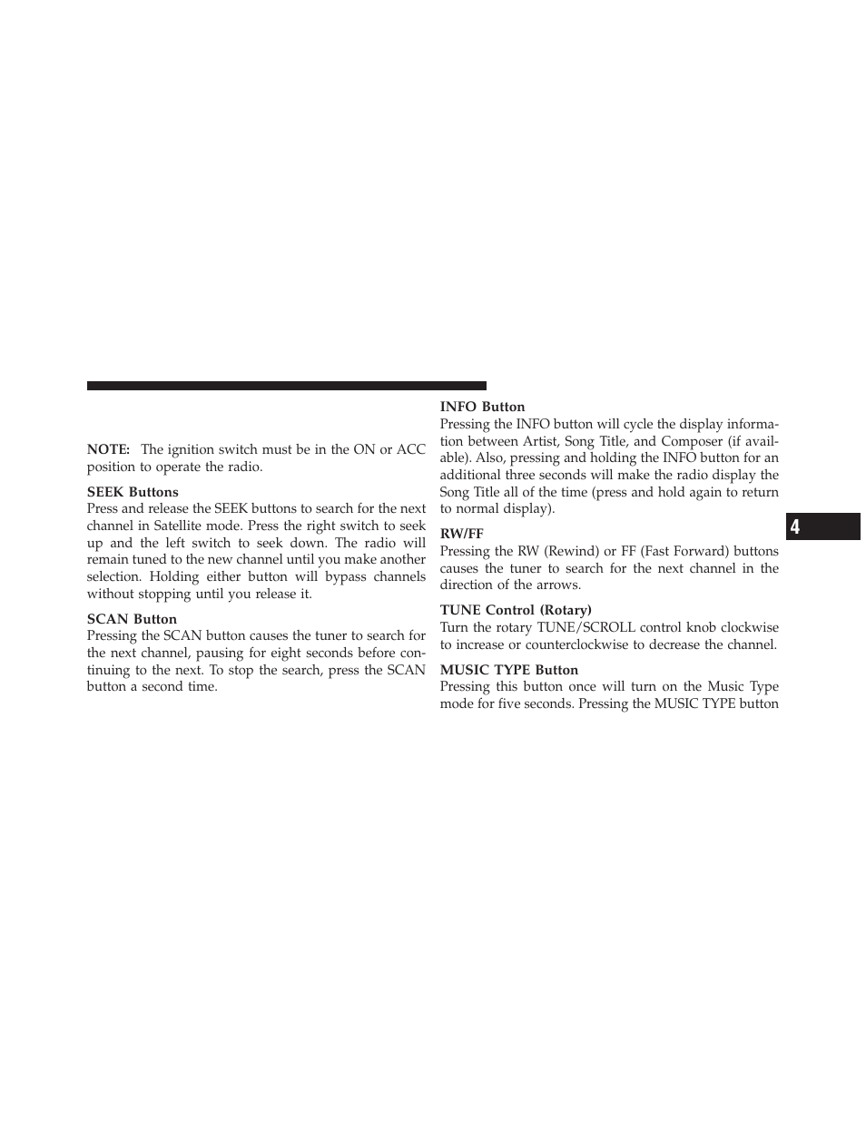 Operating instructions - uconnect™ studios, Satellite) mode | Jeep 2010 Commander - Owner Manual User Manual | Page 217 / 460