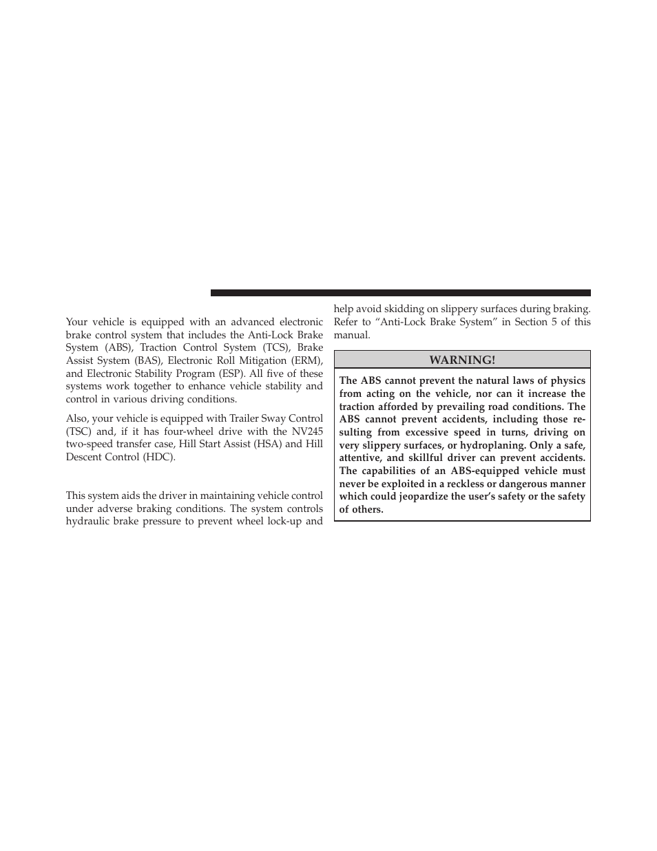 Electronic brake control system, Anti-lock brake system (abs) | Jeep 2010 Commander - Owner Manual User Manual | Page 272 / 460