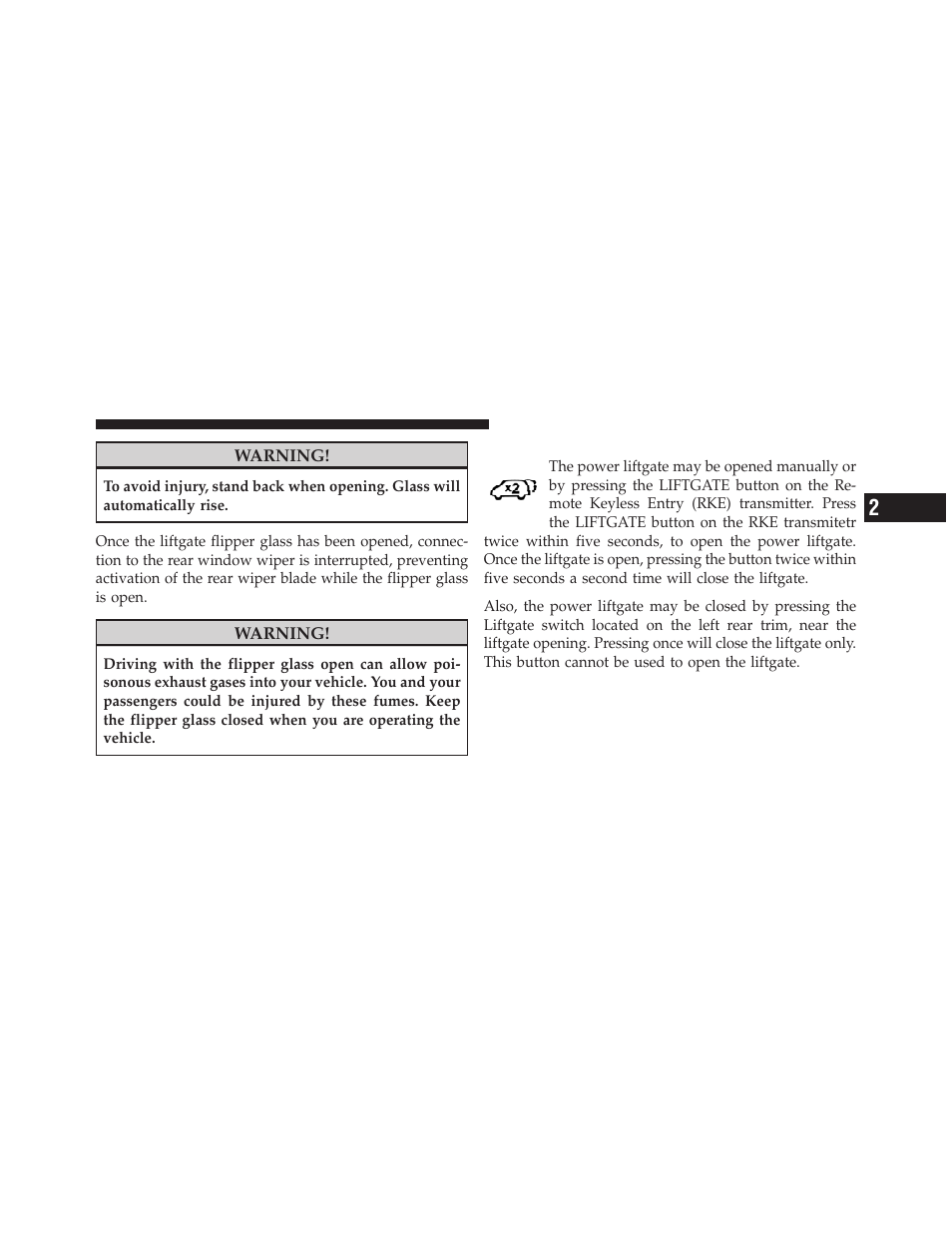 Power liftgate — if equipped | Jeep 2010 Commander - Owner Manual User Manual | Page 35 / 460