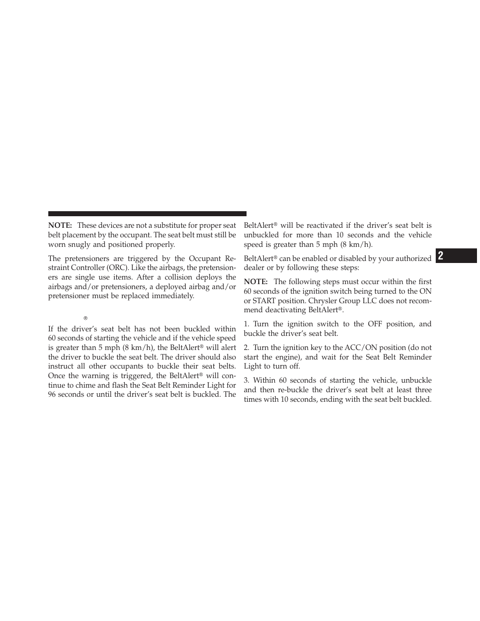 Enhanced seat belt use reminder system (beltalert), Enhanced seat belt use reminder system, Beltalert | Jeep 2010 Commander - Owner Manual User Manual | Page 47 / 460