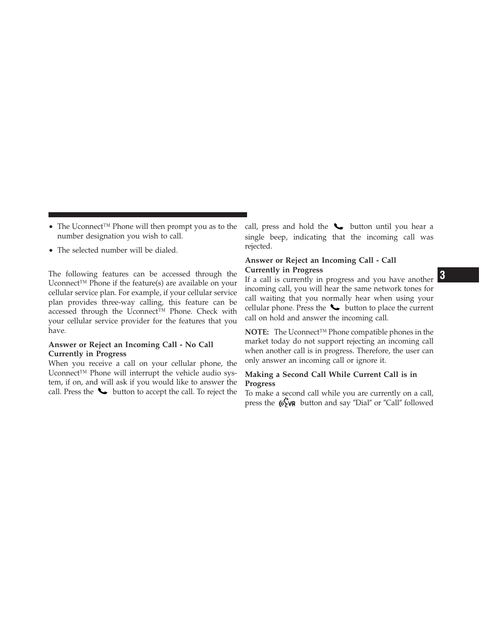 Phone call features | Jeep 2010 Compass - Owner Manual User Manual | Page 104 / 474