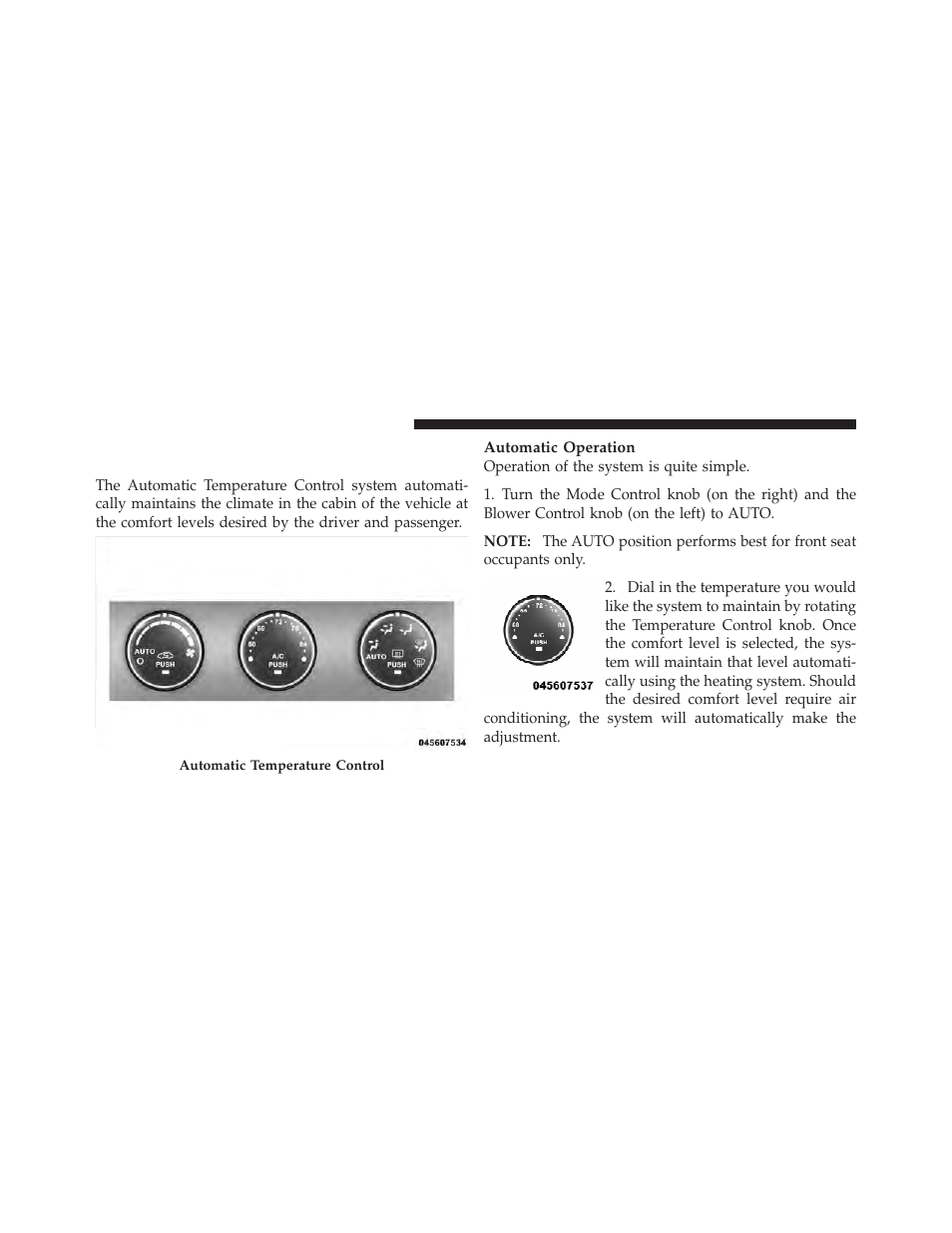 Automatic temperature control (atc) — if equipped, Automatic temperature control (atc), If equipped | Jeep 2010 Compass - Owner Manual User Manual | Page 265 / 474