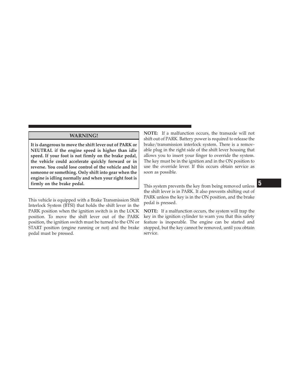 Brake/transmission interlock system, Automatic transaxle ignition interlock system, Automatic transaxle ignition interlock | System | Jeep 2010 Compass - Owner Manual User Manual | Page 284 / 474