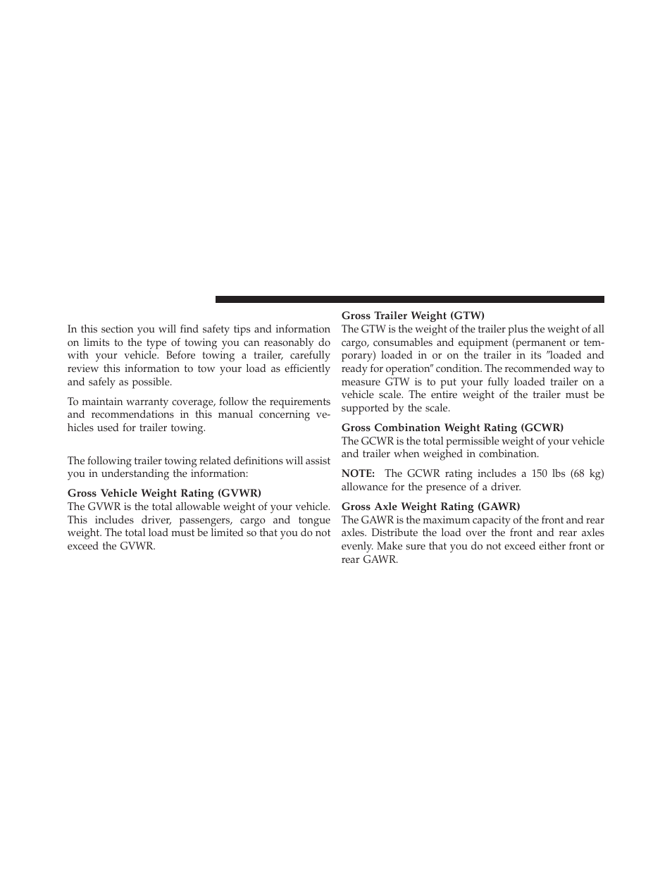 Trailer towing, Common towing definitions | Jeep 2010 Compass - Owner Manual User Manual | Page 345 / 474