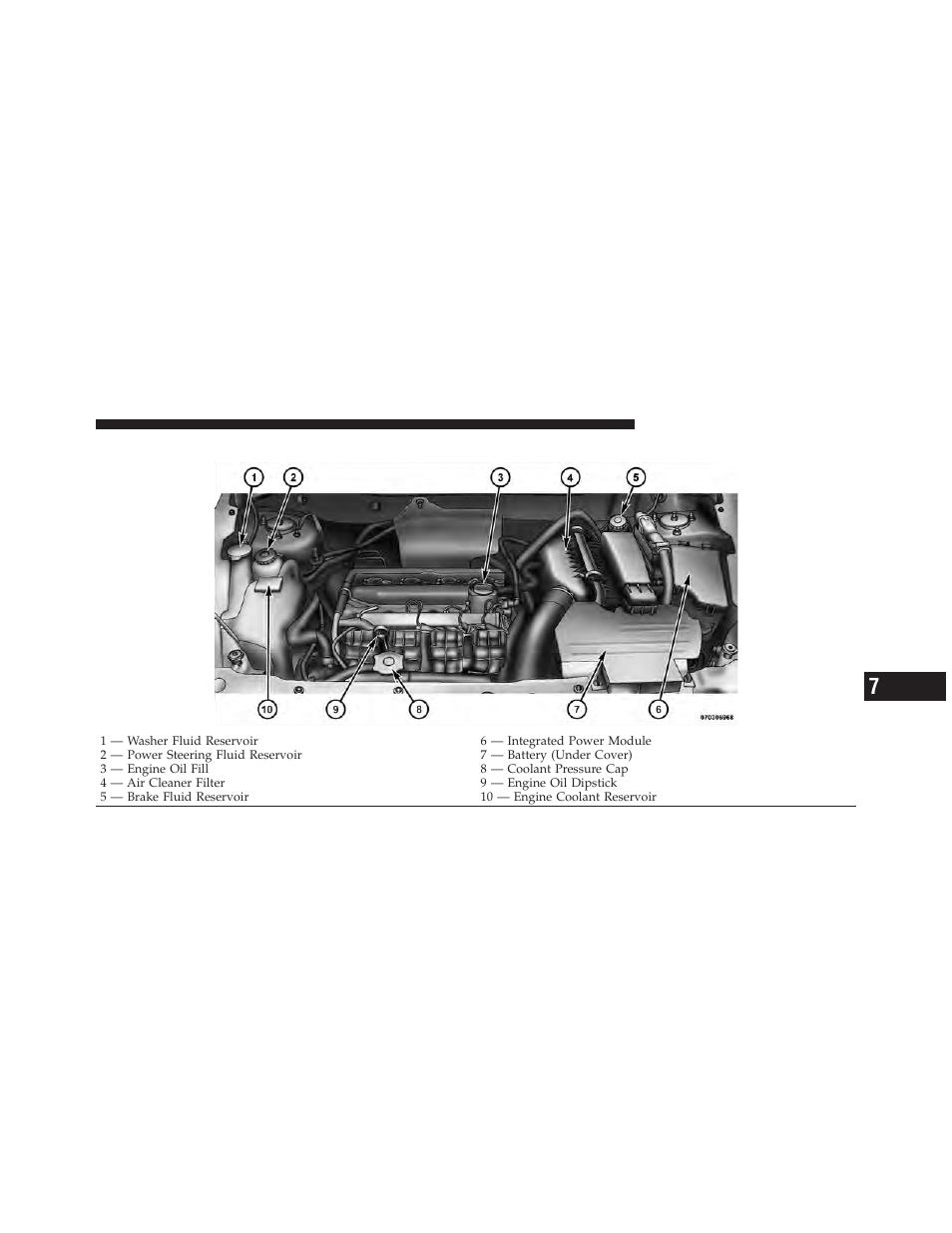 Engine compartment — 2.0l | Jeep 2010 Compass - Owner Manual User Manual | Page 378 / 474