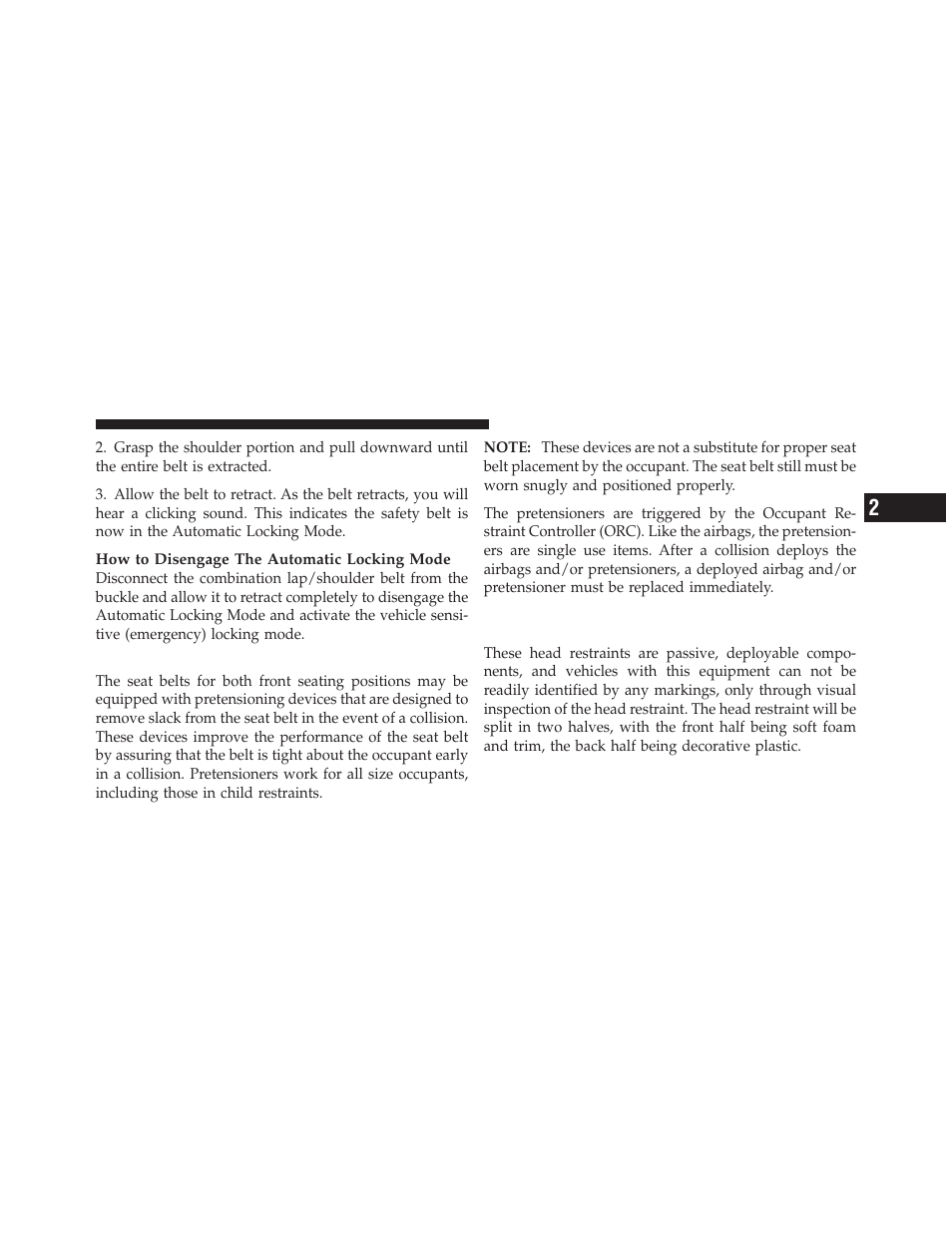 Seat belt pretensioners — if equipped, Supplemental rear impact active head, Restraints (ahr) | Jeep 2010 Compass - Owner Manual User Manual | Page 50 / 474