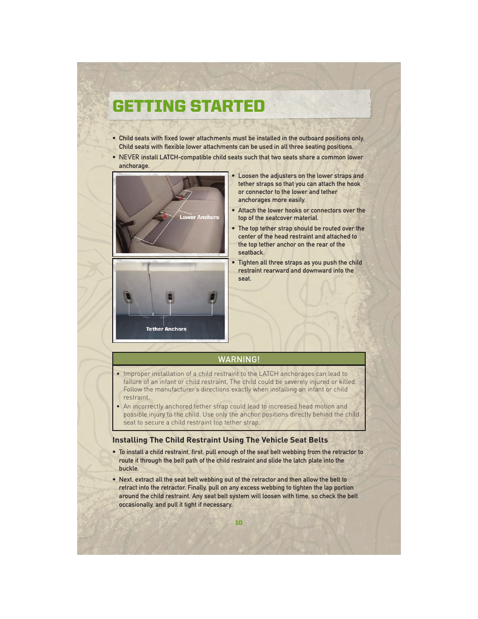 Getting started | Jeep 2010 Compass - User Guide User Manual | Page 12 / 76