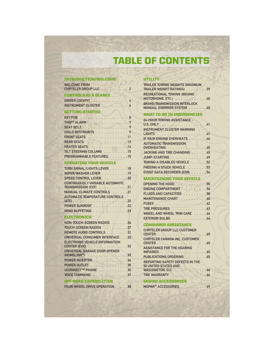 Jeep 2010 Compass - User Guide User Manual | Page 3 / 76