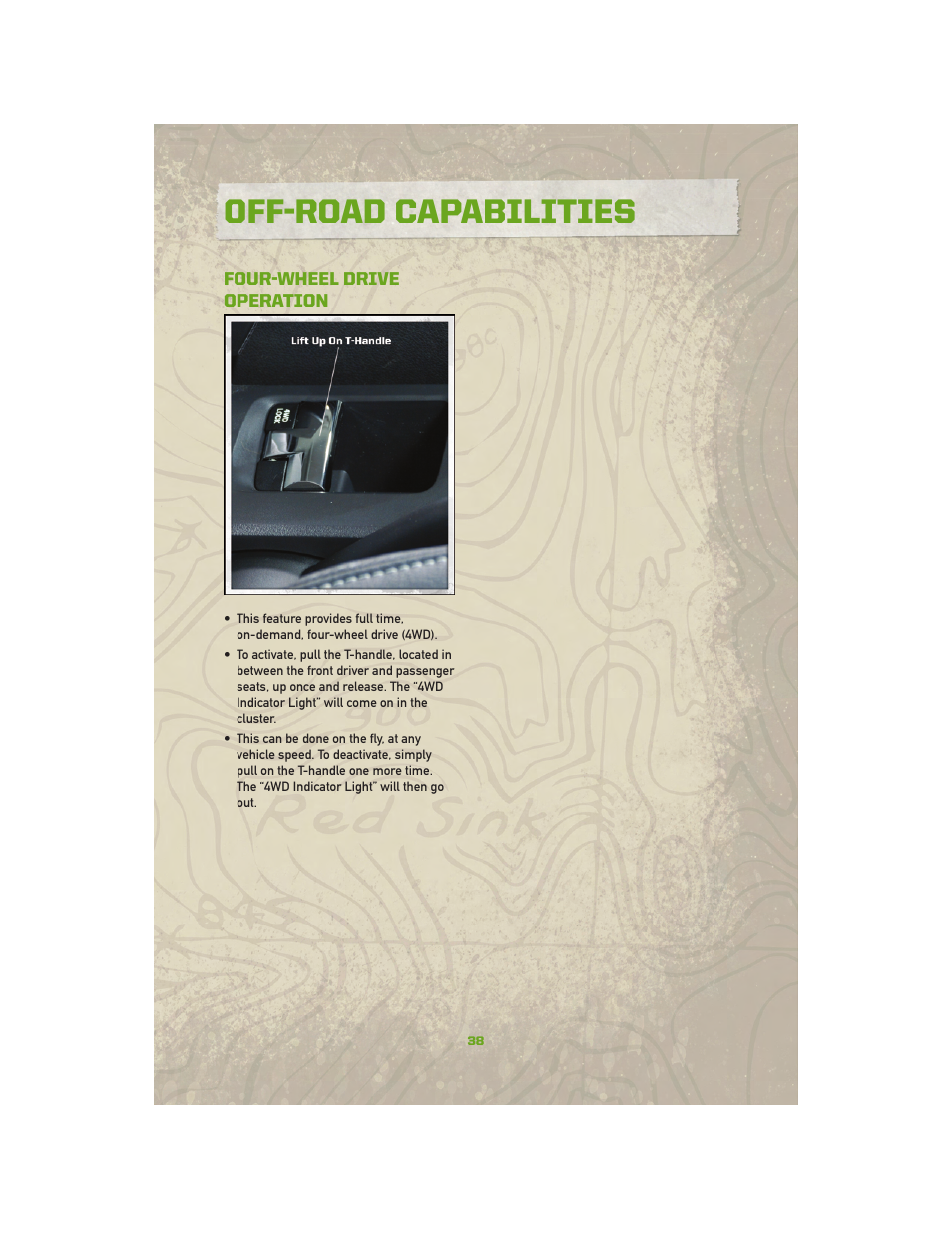 Off-road capabilities, Four-wheel drive operation | Jeep 2010 Compass - User Guide User Manual | Page 40 / 76