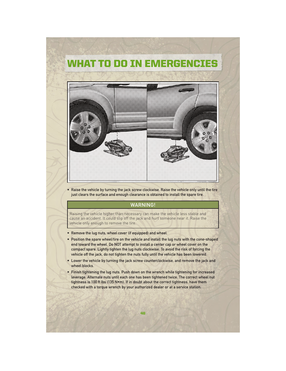 What to do in emergencies | Jeep 2010 Compass - User Guide User Manual | Page 50 / 76