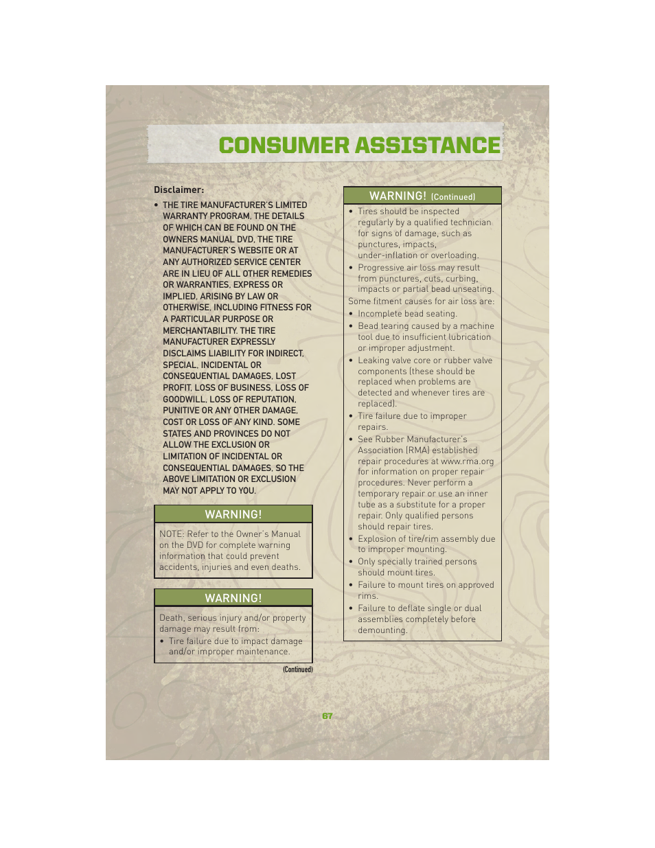 Consumer assistance | Jeep 2010 Compass - User Guide User Manual | Page 69 / 76