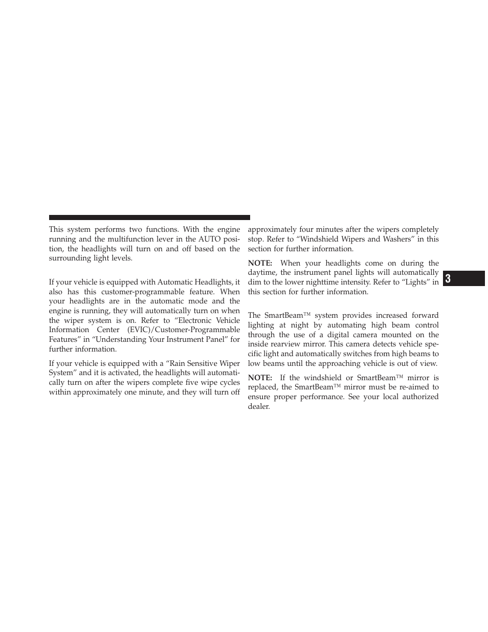 Headlights on automatically with wipers, Smartbeam™ — if equipped | Jeep 2010 Grand Cherokee - Owner Manual User Manual | Page 104 / 466