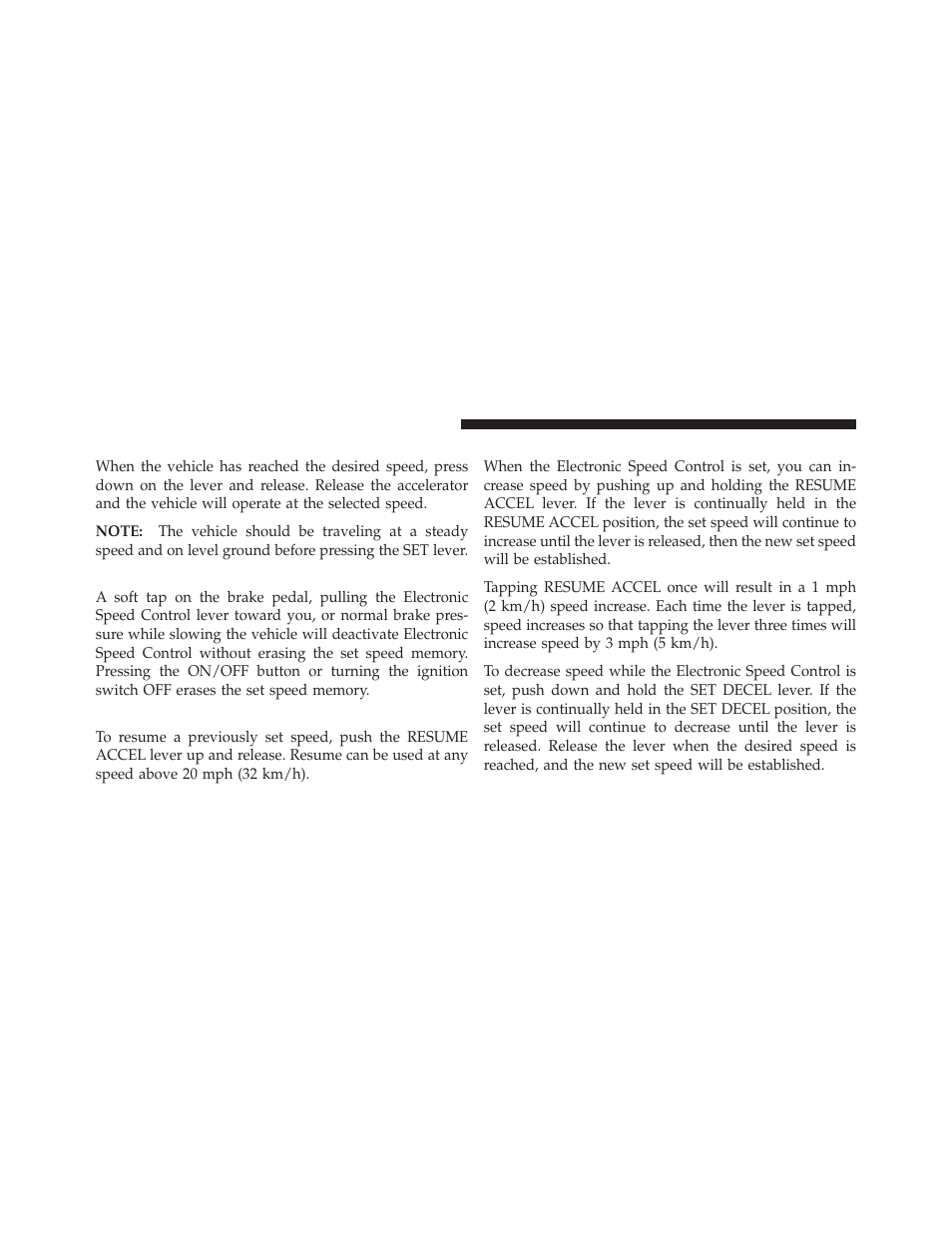 To set a desired speed, To deactivate, To resume speed | To vary the speed setting | Jeep 2010 Grand Cherokee - Owner Manual User Manual | Page 119 / 466