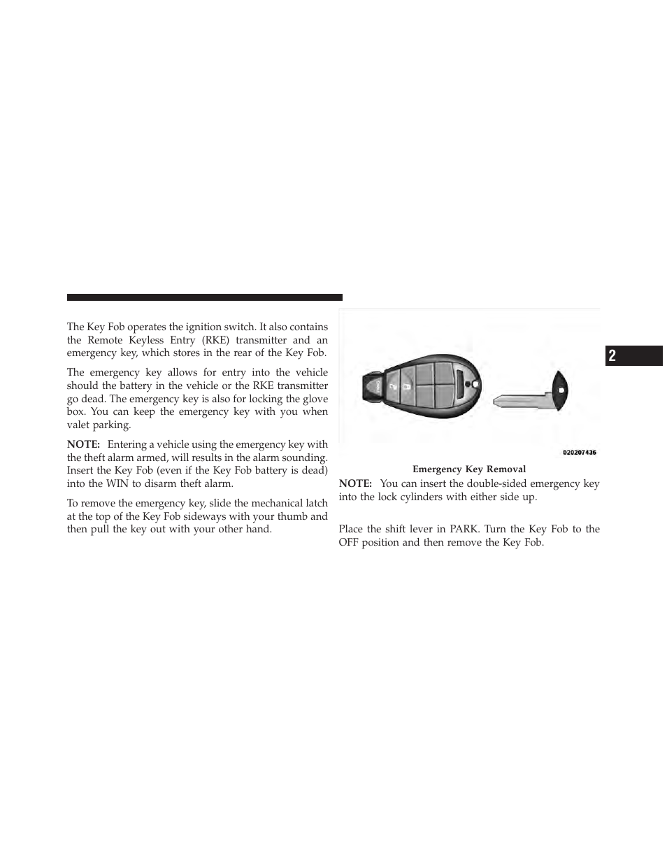 Key fob, Removing key fob from ignition | Jeep 2010 Grand Cherokee - Owner Manual User Manual | Page 16 / 466