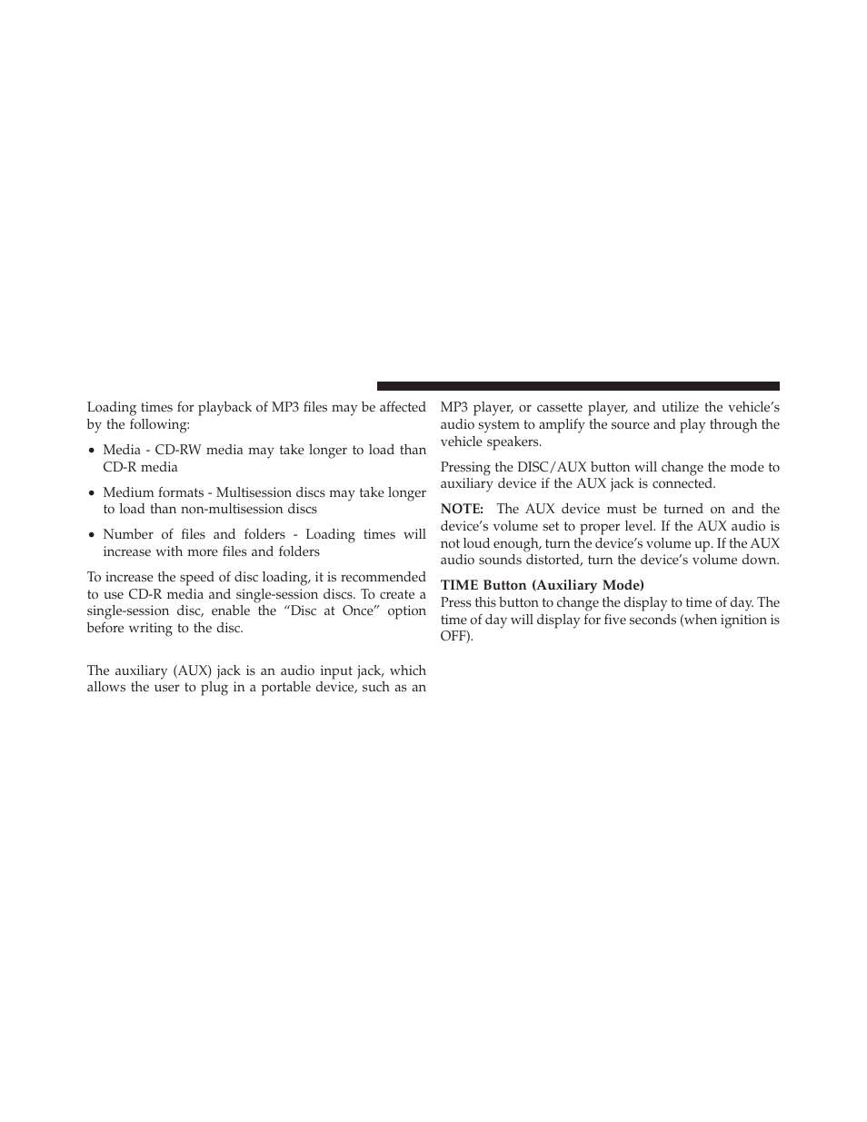 Operation instructions - auxiliary mode | Jeep 2010 Grand Cherokee - Owner Manual User Manual | Page 197 / 466