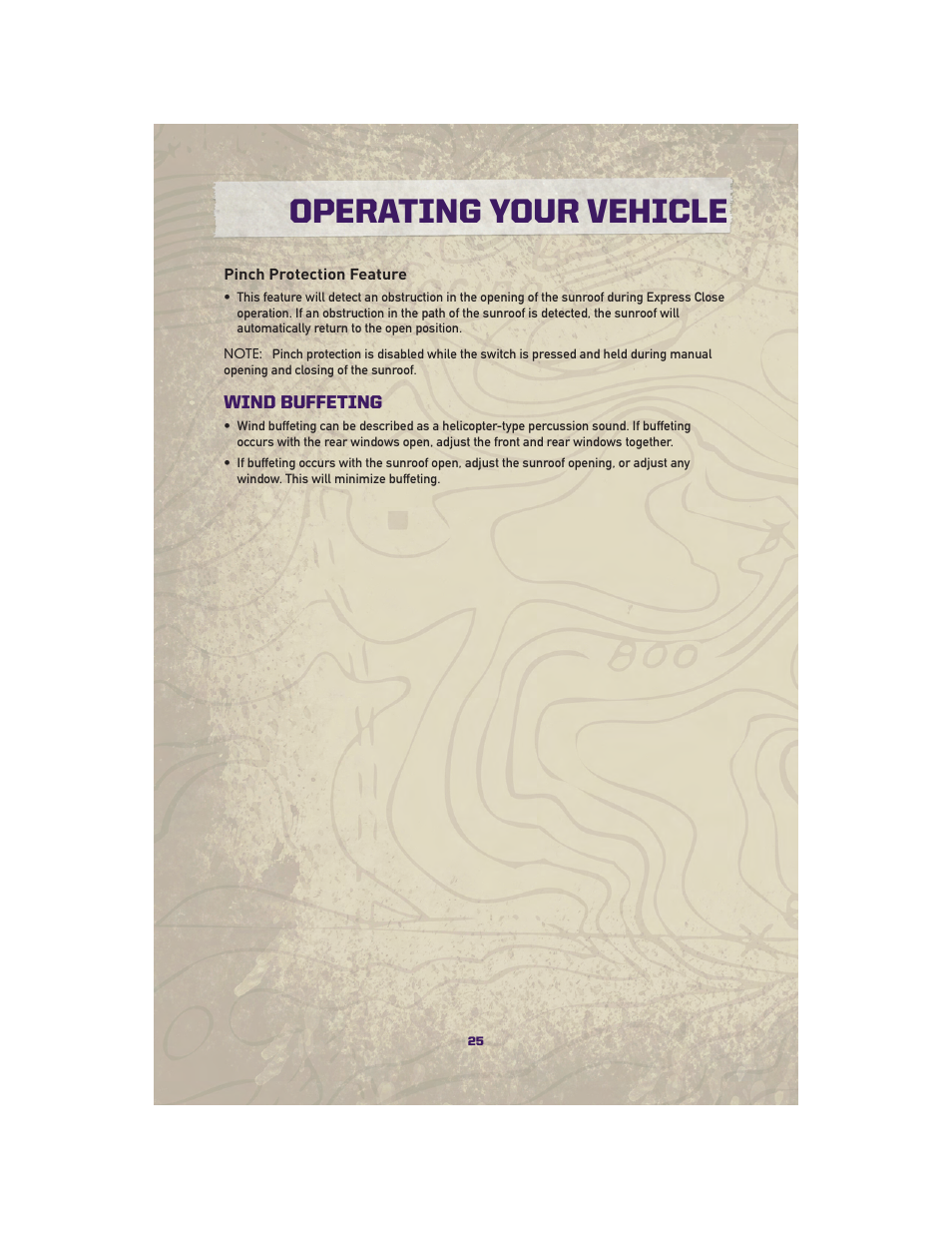 Pinch protection feature, Wind buffeting, Operating your vehicle | Jeep 2010 Grand Cherokee SRT - User Guide User Manual | Page 27 / 84